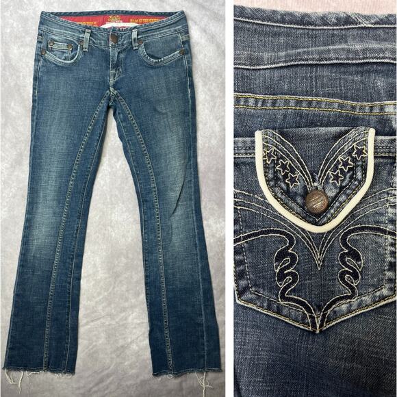 Sergeant Pepper Made in USA Bootcut Jeans Y2K Stars Indie Sleaze sz 29 Low Rise - Picture 1 of 10